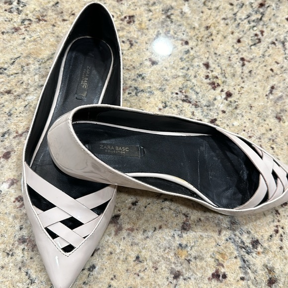 ZARA PATENT FLATS CREAM SIZE 38/8 - Picture 5 of 13